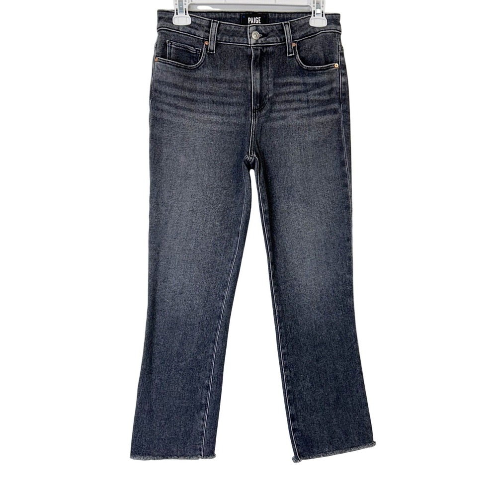 Paige Cindy Ankle Straight Jeans Women's Size 26 Petite Ash Black Stretch‎